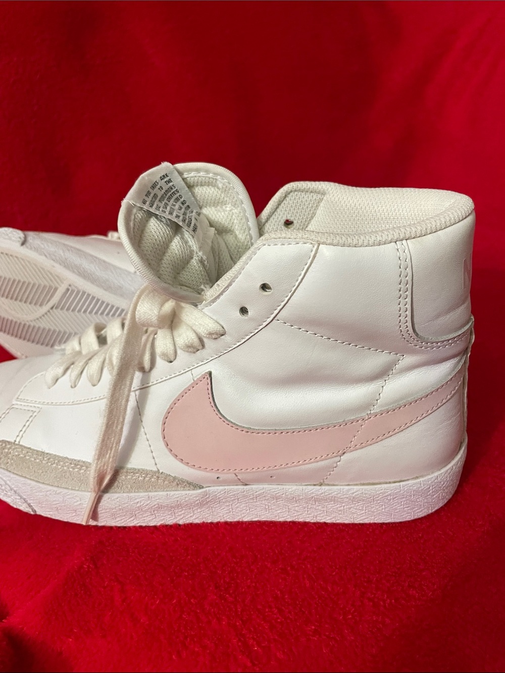 White and Light Pink Women's High-Top Sneaker 7youth